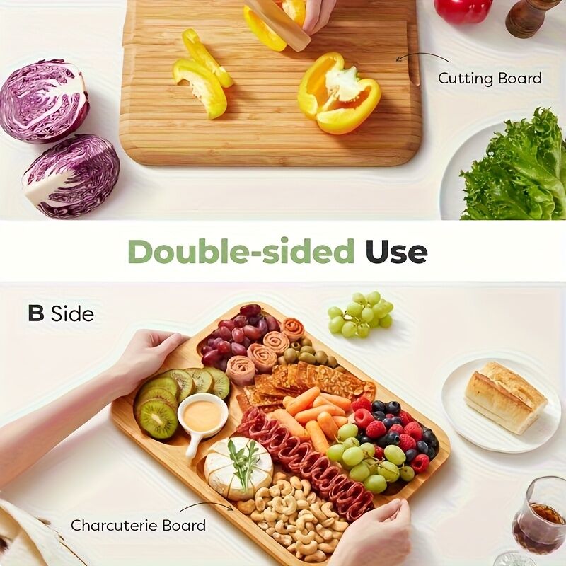 1pc Cheese Tray with Transparent Acrylic Lid - Portable Deli Platter for Camping, Parties, Restaurants | Holiday Appetizer, Deli and Snack Serving Tray, Back Can Be Used for Cutting Board, Party Snack Organizer, Safe Snapon Lid