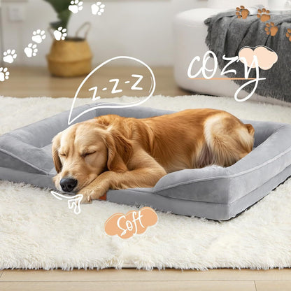 1 piece set XL size 102*80*18cm orthopedic foam dog bed, designed for super large dogs, C-shaped orthopedic dog bed, washable dog sofa bed, with removable cover and non-slip bottom, with supportive foam sofa design, suitable for pet dogs, cats, rabbits, c