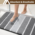 Bathroom Rugs,Ultra Soft Absorbent Bath Mat,Beige | Non-Slip TPR Backing Stays in Place, Machine Washable Bath Rugs Shaggy Rug for Bathroom Floor - Grey and White - Size 60cm*90cm