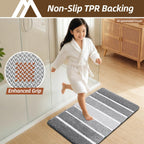 Bathroom Rugs,Ultra Soft Absorbent Bath Mat,Beige | Non-Slip TPR Backing Stays in Place, Machine Washable Bath Rugs Shaggy Rug for Bathroom Floor - Grey and White - Size 60cm*90cm