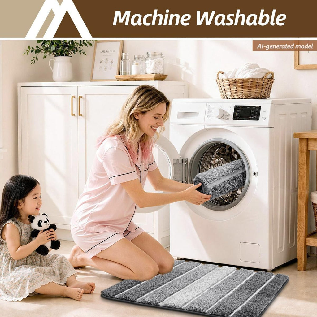 Bathroom Rugs,Ultra Soft Absorbent Bath Mat,Beige | Non-Slip TPR Backing Stays in Place, Machine Washable Bath Rugs Shaggy Rug for Bathroom Floor - Grey and White - Size 60cm*90cm