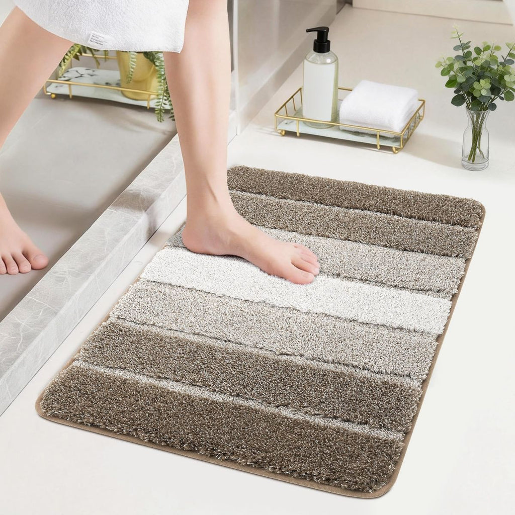 Bathroom Rugs,Ultra Soft Absorbent Bath Mat,Beige | Non-Slip TPR Backing Stays in Place, Machine Washable Bath Rugs Shaggy Rug for Bathroom Floor - Brown - Size 45cm*75cm