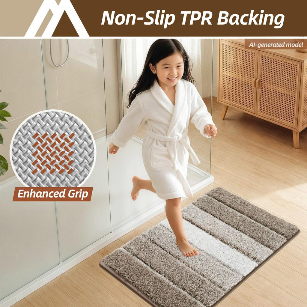 Bathroom Rugs,Ultra Soft Absorbent Bath Mat,Beige | Non-Slip TPR Backing Stays in Place, Machine Washable Bath Rugs Shaggy Rug for Bathroom Floor - Brown - Size 60cm*90cm