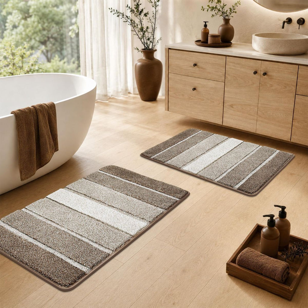Bathroom Rugs,Ultra Soft Absorbent Bath Mat,Beige | Non-Slip TPR Backing Stays in Place, Machine Washable Bath Rugs Shaggy Rug for Bathroom Floor - Brown - Size 60cm*90cm