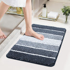 Bathroom Rugs,Ultra Soft Absorbent Bath Mat,Beige | Non-Slip TPR Backing Stays in Place, Machine Washable Bath Rugs Shaggy Rug for Bathroom Floor - Dark Blue and White - Size 45cm*75cm