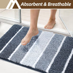 Bathroom Rugs,Ultra Soft Absorbent Bath Mat,Beige | Non-Slip TPR Backing Stays in Place, Machine Washable Bath Rugs Shaggy Rug for Bathroom Floor - Dark Blue and White - Size 45cm*75cm