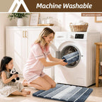 Bathroom Rugs,Ultra Soft Absorbent Bath Mat,Beige | Non-Slip TPR Backing Stays in Place, Machine Washable Bath Rugs Shaggy Rug for Bathroom Floor - Dark Blue and White - Size 45cm*75cm