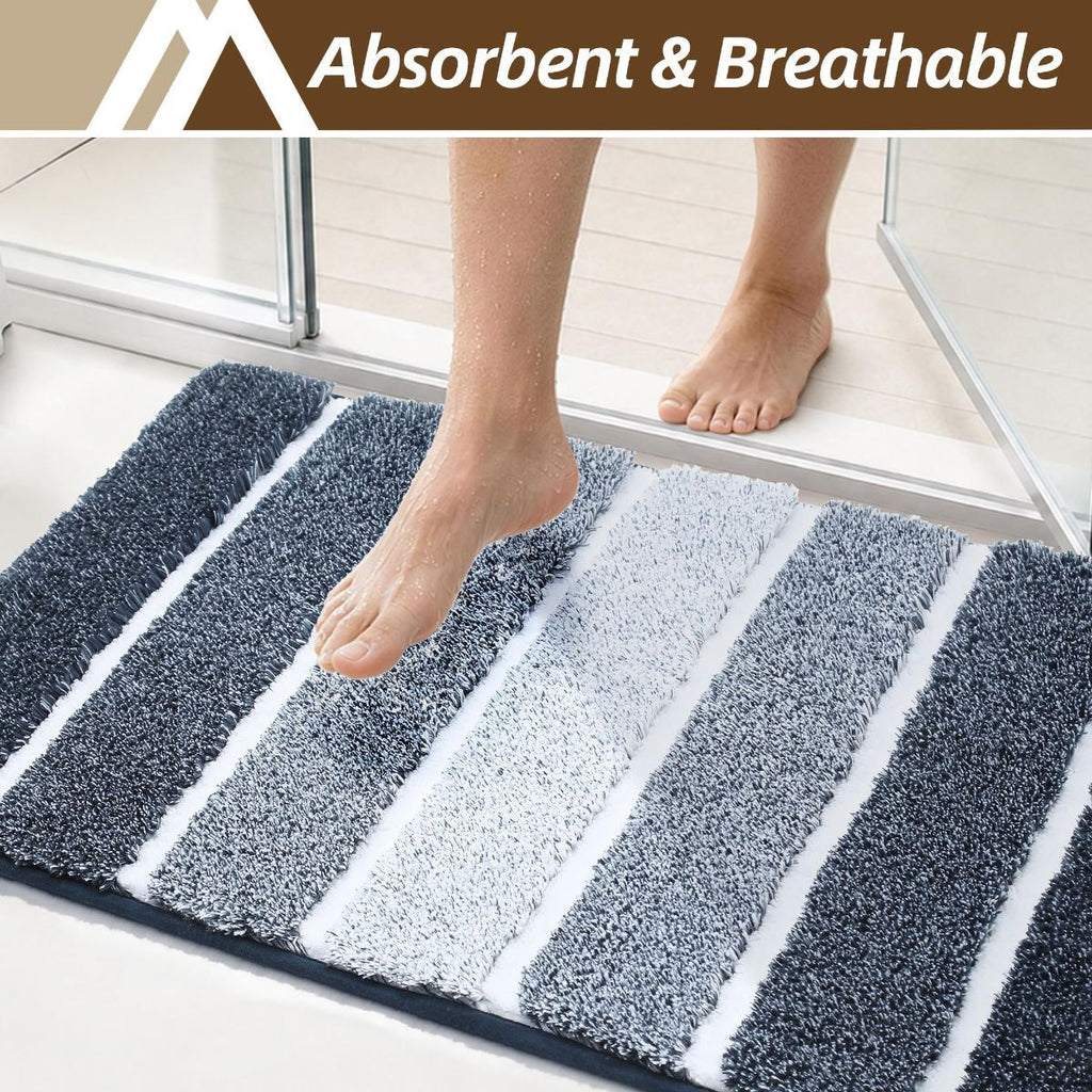 Bathroom Rugs,Ultra Soft Absorbent Bath Mat,Beige | Non-Slip TPR Backing Stays in Place, Machine Washable Bath Rugs Shaggy Rug for Bathroom Floor - Dark Blue and White - Size 60cm*90cm