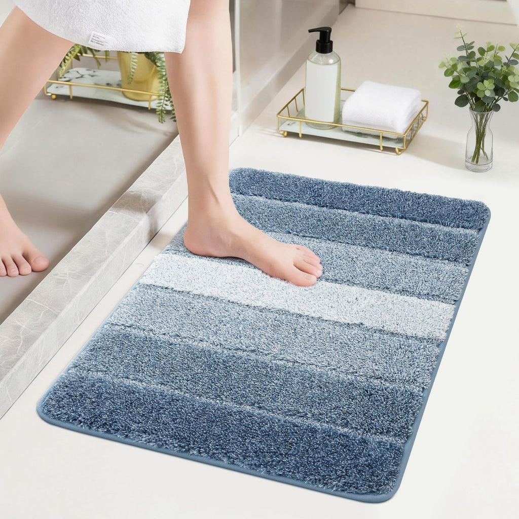 Bathroom Rugs,Ultra Soft Absorbent Bath Mat,Beige | Non-Slip TPR Backing Stays in Place, Machine Washable Bath Rugs Shaggy Rug for Bathroom Floor - Blue - Size 40cm*60cm