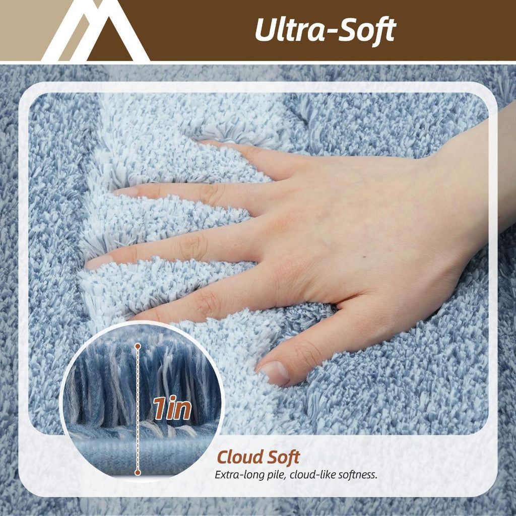 Bathroom Rugs,Ultra Soft Absorbent Bath Mat,Beige | Non-Slip TPR Backing Stays in Place, Machine Washable Bath Rugs Shaggy Rug for Bathroom Floor - Blue - Size 40cm*60cm