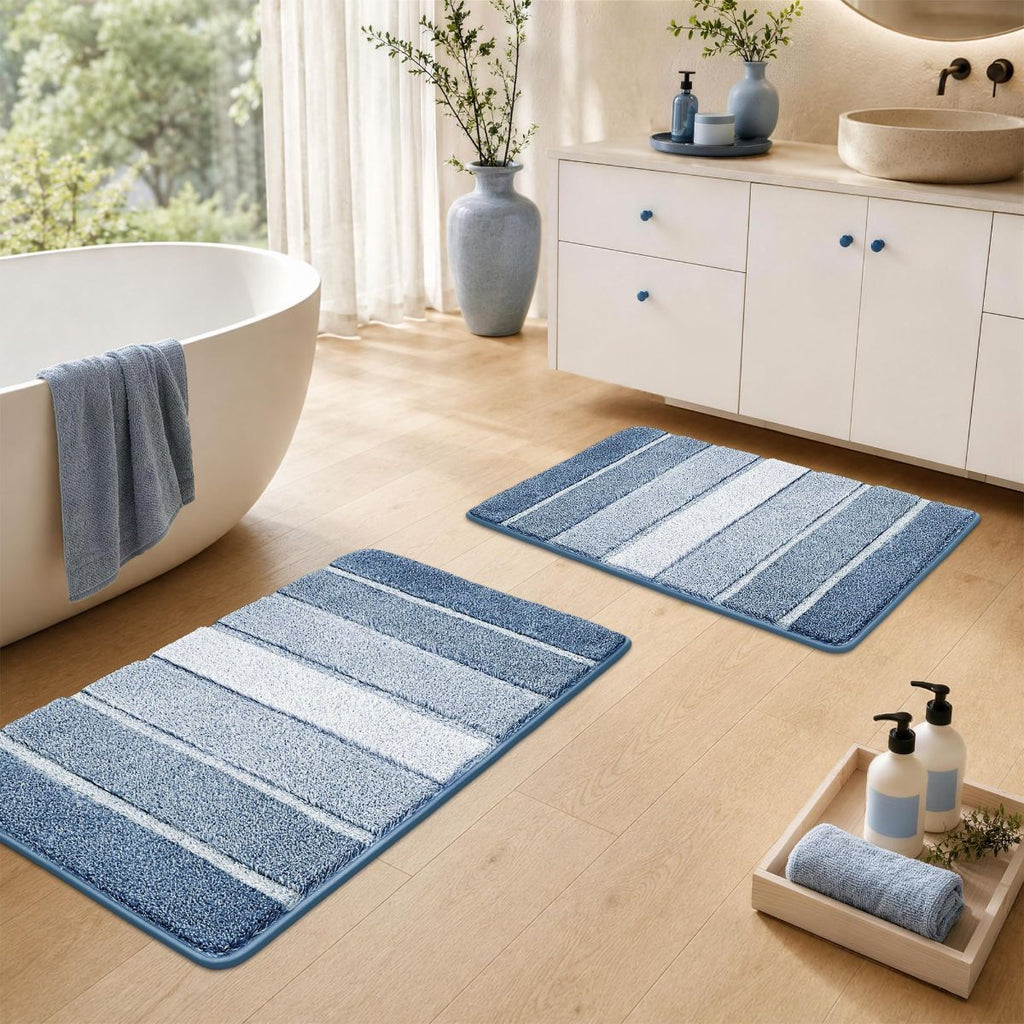 Bathroom Rugs,Ultra Soft Absorbent Bath Mat,Beige | Non-Slip TPR Backing Stays in Place, Machine Washable Bath Rugs Shaggy Rug for Bathroom Floor - Blue - Size 45cm*75cm