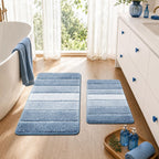 Bathroom Rugs,Ultra Soft Absorbent Bath Mat,Beige | Non-Slip TPR Backing Stays in Place, Machine Washable Bath Rugs Shaggy Rug for Bathroom Floor - Blue - Size 50cm*80cm