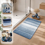 Bathroom Rugs,Ultra Soft Absorbent Bath Mat,Beige | Non-Slip TPR Backing Stays in Place, Machine Washable Bath Rugs Shaggy Rug for Bathroom Floor - Blue - Size 60cm*90cm
