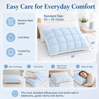 Mellow Puff Cooling Pillow for Sleeping, Fluffy Cloud Pillow with Ice-Silk Touch, Breathable Quilted Grid Design, for Side and Back Sleepers, Machine Washable - Purple - Size 26in*20in