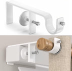 3 Pack Over-Blinds Curtain Rod Brackets for Outside-Mounted Blinds, No Drill, Adjustable Fit - White