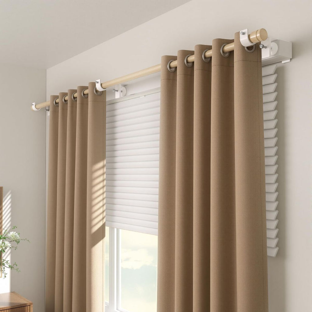 3 Pack Over-Blinds Curtain Rod Brackets for Outside-Mounted Blinds, No Drill, Adjustable Fit - White