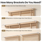 4 Pack Over-Blinds Curtain Rod Brackets for Outside-Mounted Blinds, No Drill, Adjustable Fit - White