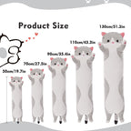 Long Cat Plush Pillow Cat Plush Toy PP Fabric Pillow Soft Cat Pillow Cat-Themed - Gray - Size 19.7in