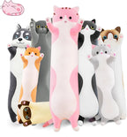 Long Cat Plush Pillow Cat Plush Toy PP Fabric Pillow Soft Cat Pillow Cat-Themed - Pink - Size 35.4in