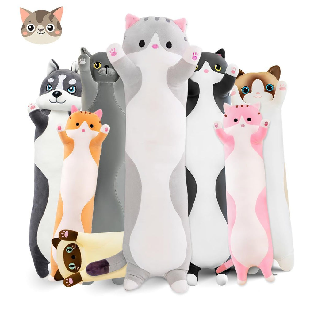 Long Cat Plush Pillow Cat Plush Toy PP Fabric Pillow Soft Cat Pillow Cat-Themed - Pink - Size 43.3in