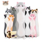 Long Cat Plush Pillow Cat Plush Toy PP Fabric Pillow Soft Cat Pillow Cat-Themed - Pink - Size 43.3in