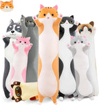 Long Cat Plush Pillow Cat Plush Toy PP Fabric Pillow Soft Cat Pillow Cat-Themed - Pink - Size 43.3in