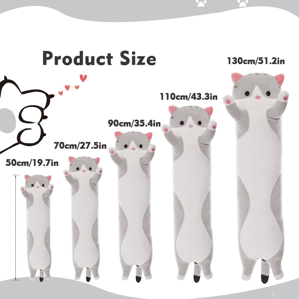 Long Cat Plush Pillow Cat Plush Toy PP Fabric Pillow Soft Cat Pillow Cat-Themed - Yellow - Size 51.2