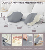 Pregnancy Pillows for Sleeping, Memory Foam Maternity Pillow Support for Back Belly HIPS, Adjustable Travel Wedge Pillow for Pregnant Women, Side Sleeping Pregnant Pillows with Cooling Pillowcase - Gray - Size 27.5in*15.7in