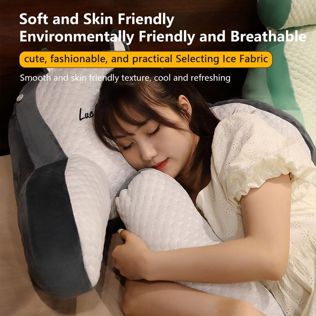 Reading Pillow for Kid Or Adult Large Back Pillow for Sitting Up in Bed Detachable Neck Roll with Arms Large Bed Rest Pillow Back Pillow for Sitting in Bed Watching TV Reading - Pink - Size 70*50CM