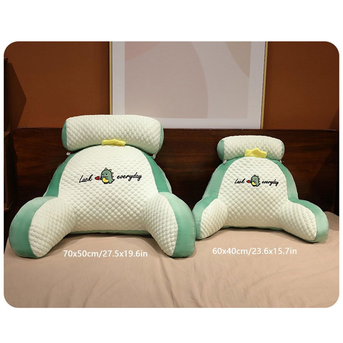 Reading Pillow for Kid Or Adult Large Back Pillow for Sitting Up in Bed Detachable Neck Roll with Arms Large Bed Rest Pillow Back Pillow for Sitting in Bed Watching TV Reading - Yellow - Size 60*40CM