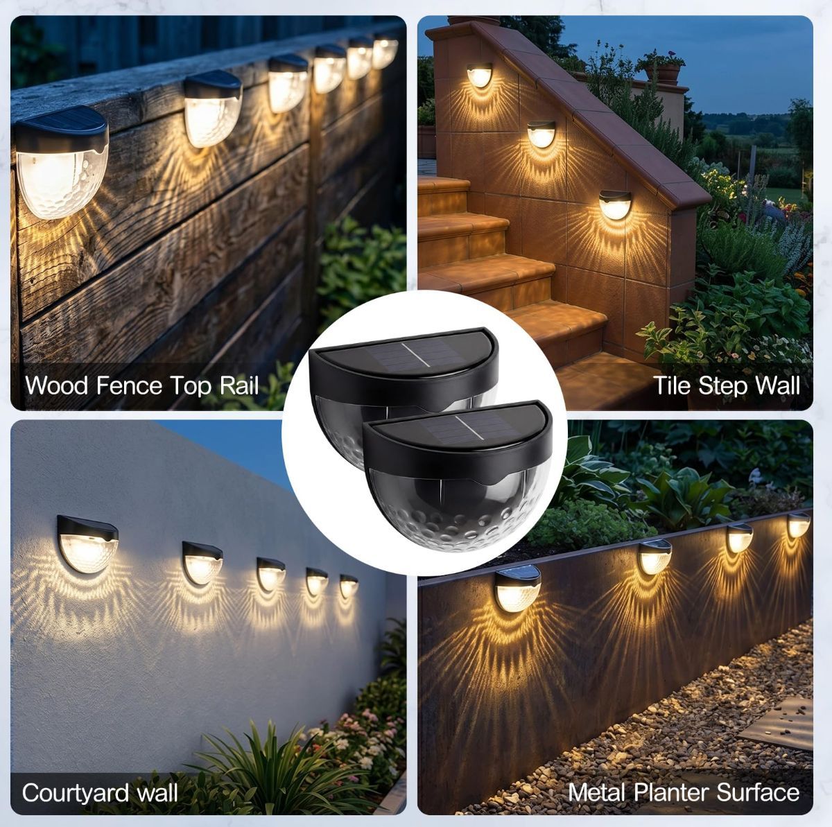 Raised Garden Bed Solar Lights Magnetic with Dusk to Dawn Sensors Wide Angle IPX4 Waterproof Solar Powered Lights Outdoor for Planter Raised Beds Garden Patio Yard Fence, Warm White - Black - Size 8 Pack