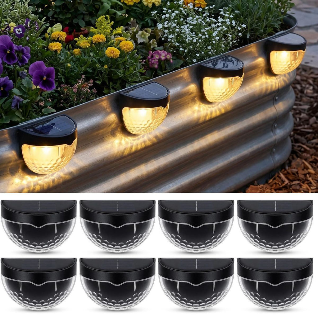 Raised Garden Bed Solar Lights Magnetic with Dusk to Dawn Sensors Wide Angle IPX4 Waterproof Solar Powered Lights Outdoor for Planter Raised Beds Garden Patio Yard Fence, Warm White - White - Size 8 Pack