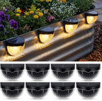 Raised Garden Bed Solar Lights Magnetic with Dusk to Dawn Sensors Wide Angle IPX4 Waterproof Solar Powered Lights Outdoor for Planter Raised Beds Garden Patio Yard Fence, Warm White - White - Size 8 Pack