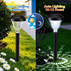 Solar Landscape Lights 4-Pack 10-LED Warm White Outdoor Lights Garden Lights - White - Size 13.4in