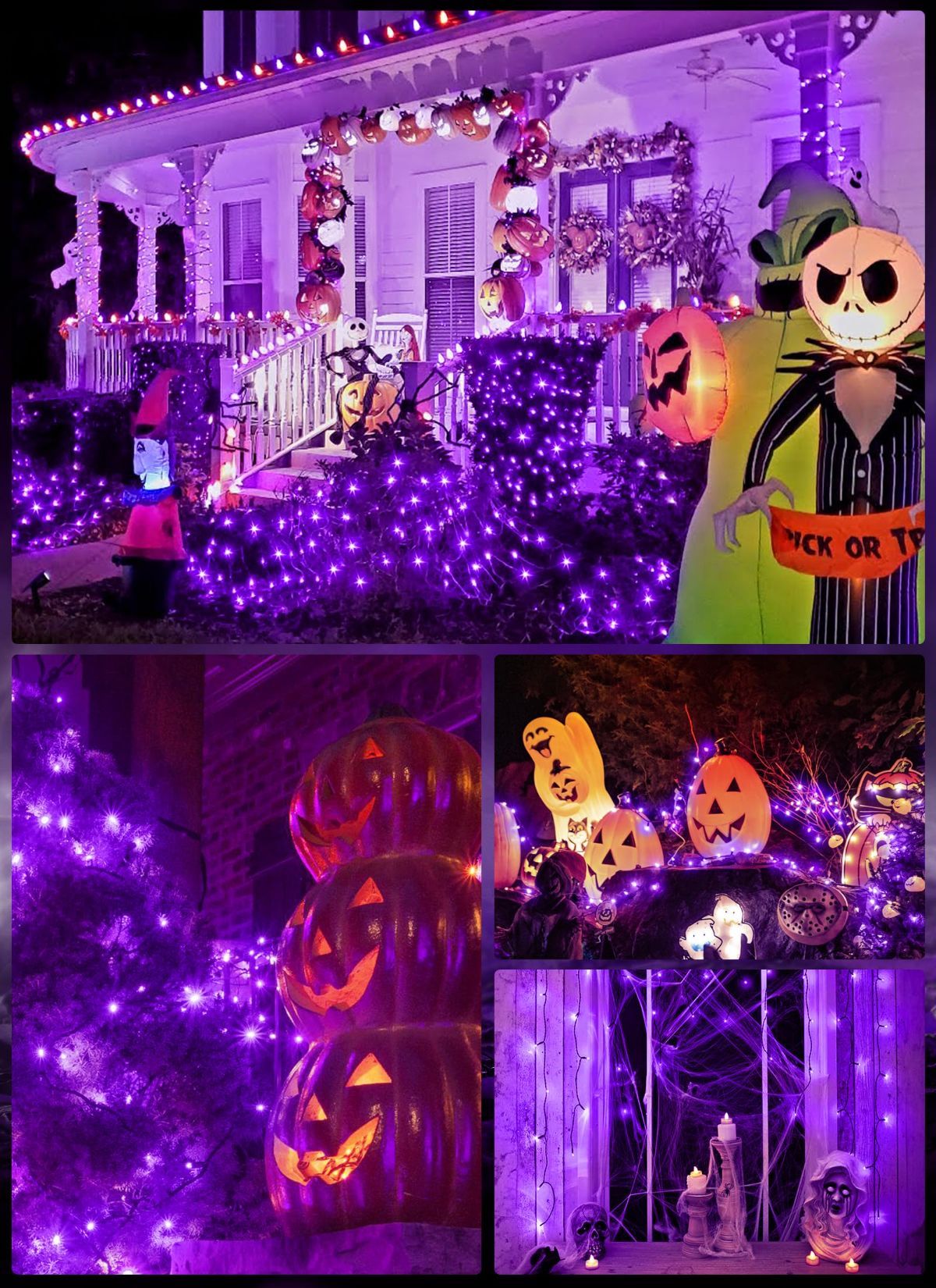 Solar String Lights Outdoor Waterproof, LED Outdoor Light | Solar Fairy Lights with 8 Lighting Modes, IP65 Waterproof Solar Christmas Halloween Lights for Outdoor Outside Tree Patio - Purple - Size 22ft 30-LED String Light
