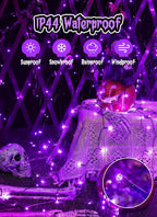 Solar String Lights Outdoor Waterproof, LED Outdoor Light | Solar Fairy Lights with 8 Lighting Modes, IP65 Waterproof Solar Christmas Halloween Lights for Outdoor Outside Tree Patio - Purple - Size 22ft 30-LED String Light