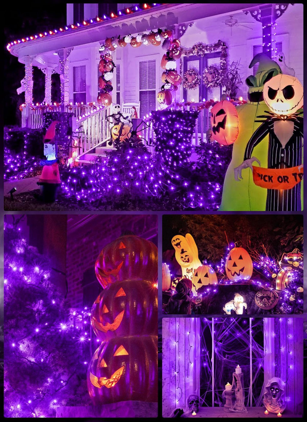 Solar String Lights Outdoor Waterproof, LED Outdoor Light | Solar Fairy Lights with 8 Lighting Modes, IP65 Waterproof Solar Christmas Halloween Lights for Outdoor Outside Tree Patio - Purple - Size 72ft 200-LED String Light