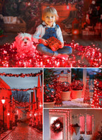 Solar String Lights Outdoor Waterproof, LED Outdoor Light | Solar Fairy Lights with 8 Lighting Modes, IP65 Waterproof Solar Christmas Halloween Lights for Outdoor Outside Tree Patio - Red - Size 40ft 100-LED String Light