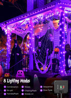 Solar String Lights Outdoor, 2 Pack LED Solar Outdoor Lights | Solar Fairy Lights with 8 Lighting Modes, Waterproof Solar Christmas Halloween  Lights for Outside Tree Garden Balcony Gazebo Party - Purple - Size 72ft 200-LED String Light