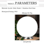 30cm Diameter  Solar Globe Post Lights Lamp Post Light Fixture Modern Pillar Outside Lighting Auto On/Off White Acrylic Ball Lamp Post Light Fixture, Waterproof Solar Lights for Outside Garden Porch - White - Size 30cm
