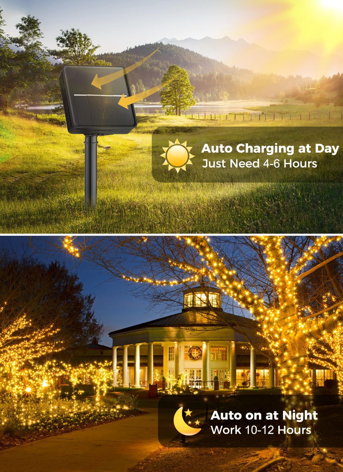 Solar String Lights Outdoor Waterproof, LED Outdoor Light | Solar Fairy Lights with 8 Lighting Modes, IP65 Waterproof Solar Christmas Halloween Lights for Outdoor Outside Tree Patio - Warm White - Size 40ft 100-LED String Light