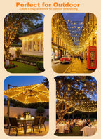 Solar String Lights Outdoor Waterproof, LED Outdoor Light | Solar Fairy Lights with 8 Lighting Modes, IP65 Waterproof Solar Christmas Halloween Lights for Outdoor Outside Tree Patio - Warm White - Size 72ft 200-LED String Light
