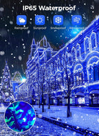 Solar String Lights Outdoor, 2 Pack LED Solar Outdoor Lights | Solar Fairy Lights with 8 Lighting Modes, Waterproof Solar Christmas Halloween  Lights for Outside Tree Garden Balcony Gazebo Party - Blue - Size 40ft 100-LED String Light