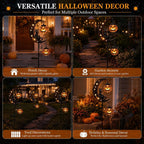 Solar Halloween Garden Stake Lights Black Cat Pumpkin Moon Lights Outdoor - Yellow - Size C