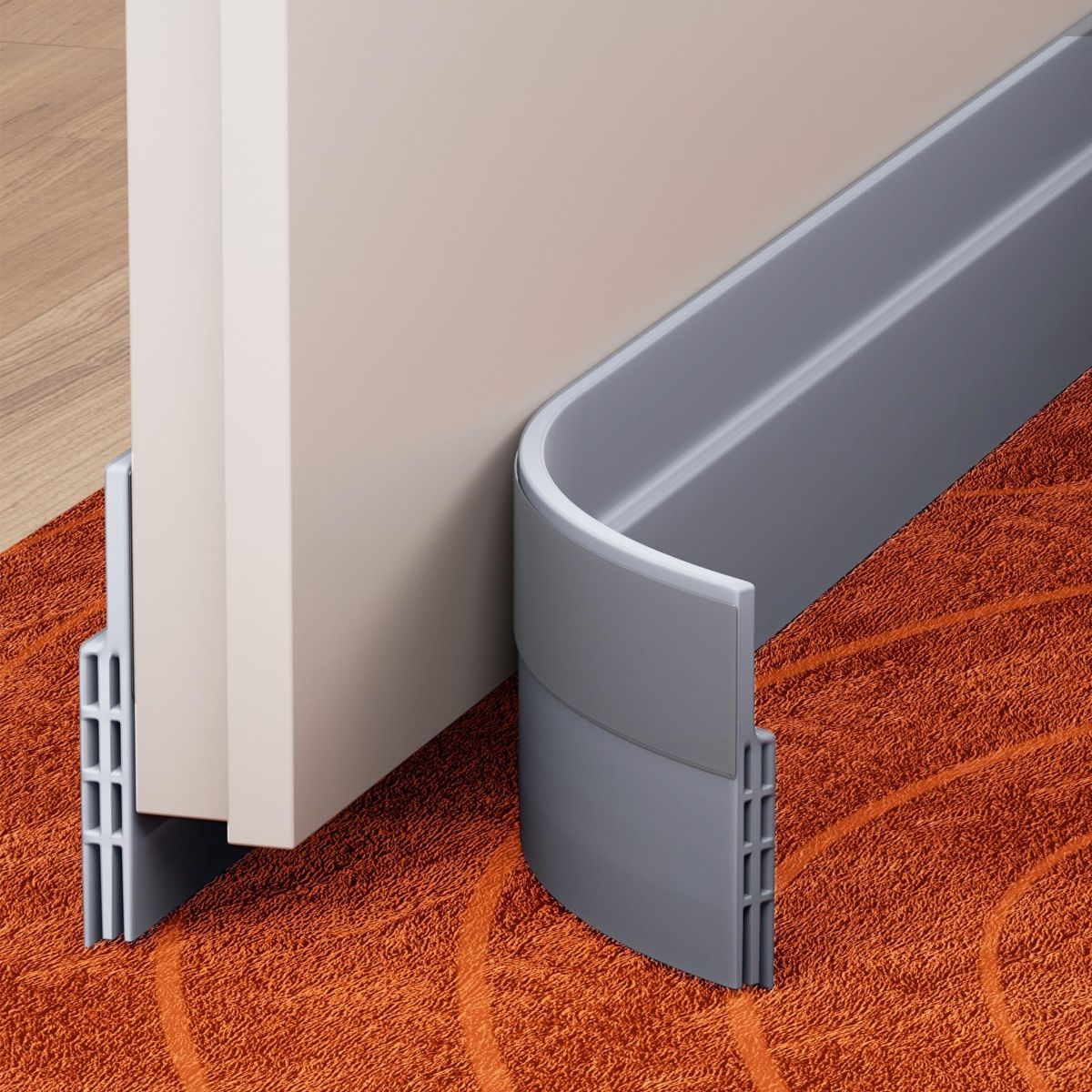 6Pack Door Draft Stopper, Door Sweep, Weather Stripping Seal Self-adhesive silicone under door draft stopper for windows and garages, blocks drafts, noise, light, dust and bugs - Gray - Size 6 Pack