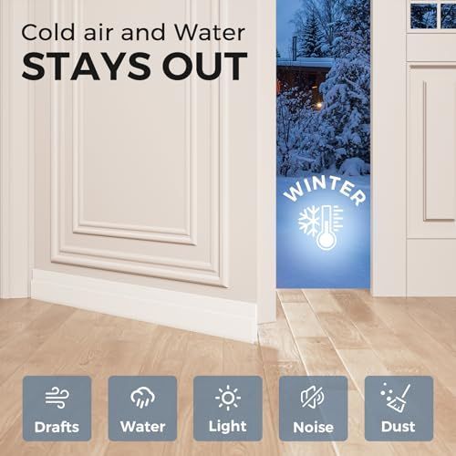 6Pack Door Draft Stopper, Door Sweep, Weather Stripping Seal Self-adhesive silicone under door draft stopper for windows and garages, blocks drafts, noise, light, dust and bugs - Gray - Size 6 Pack