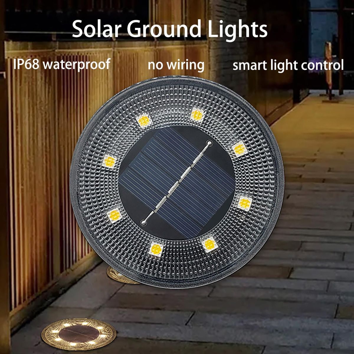 Solar Ground Lights Garden Lights Outdoor Lights Waterproof Lights LED Lights - Warm White - Size 4 Pack