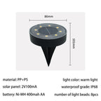 Solar Ground Lights Garden Lights Outdoor Lights Waterproof Lights LED Lights - White - Size 4 Pack