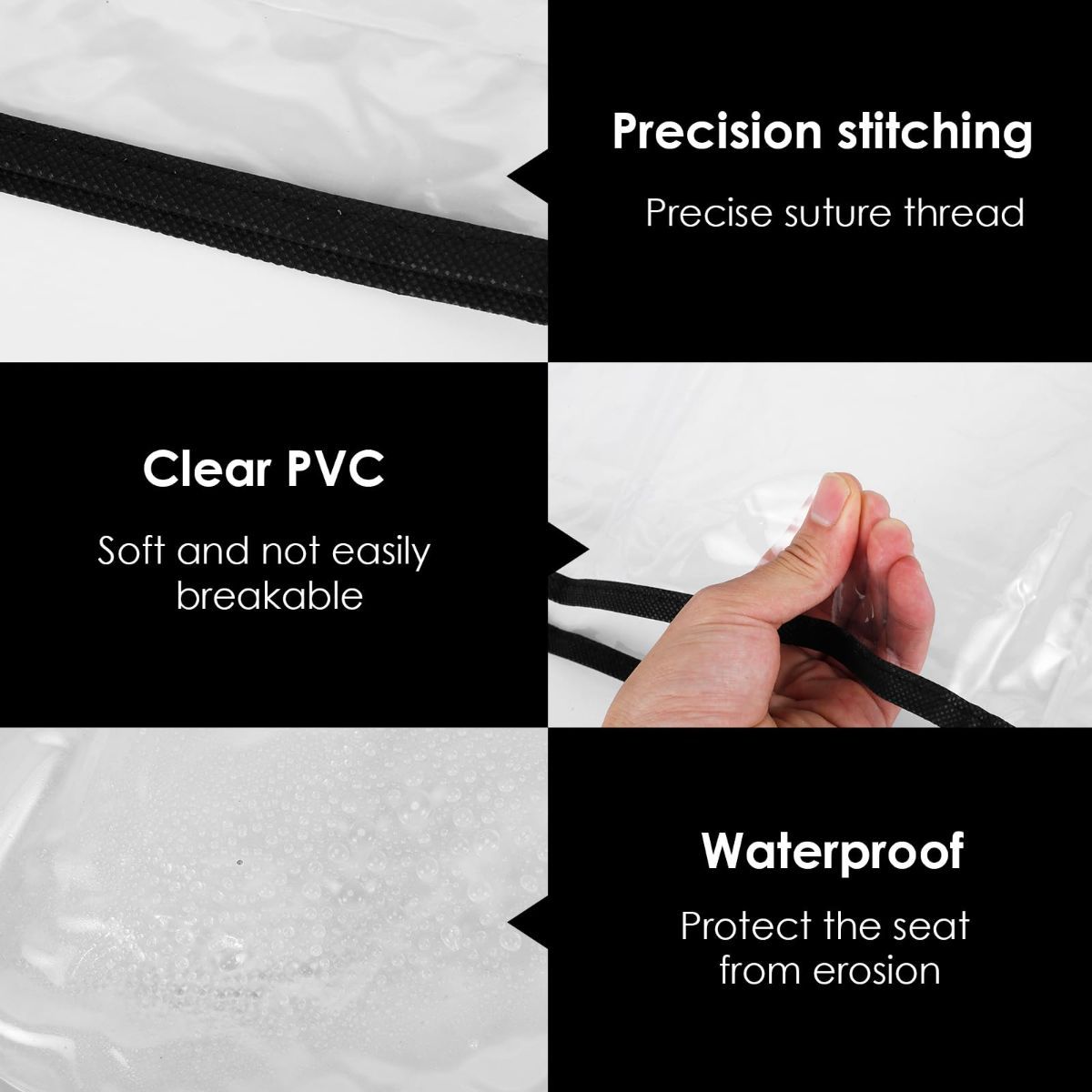 3Pcs Salon Chair Cover, PVC Clear Chair Back Covers, Waterproof Salon Chair Covers Protectors, Soft Salon Chair Back Cover, Fits Most Standard Salon Chairs Office Chairs, 20"x 15.7"x 4.7" - Black - Size 20in