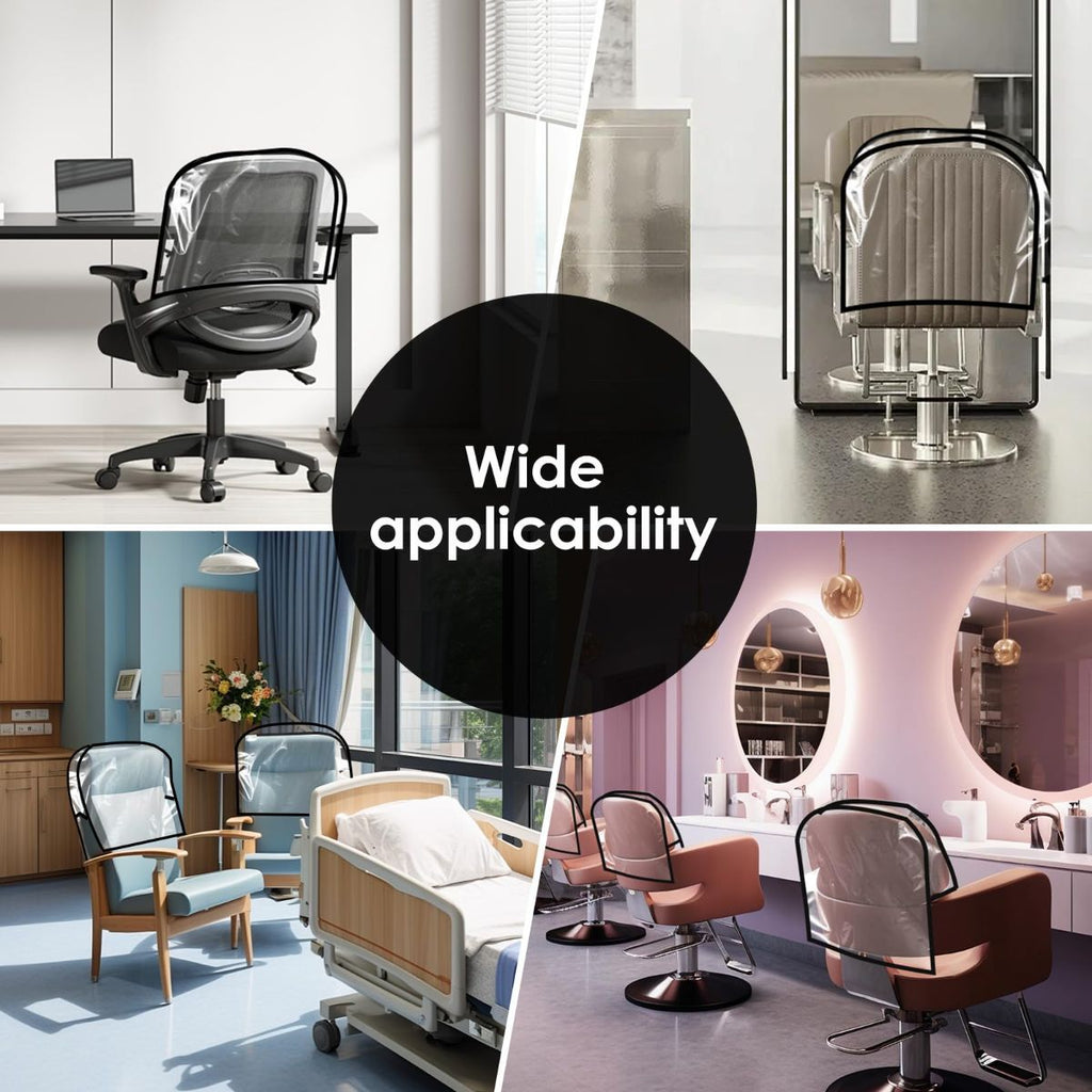 3Pcs Salon Chair Cover, PVC Clear Chair Back Covers, Waterproof Salon Chair Covers Protectors, Soft Salon Chair Back Cover, Fits Most Standard Salon Chairs Office Chairs, 20"x 15.7"x 4.7" - Black - Size 20in